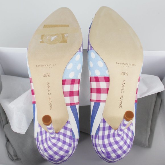 NEW MANOLO BLAHNIK Hangisi Patch Embellished Heeled Pumps - Picture 12 of 13